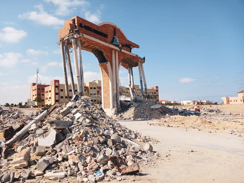 Bâtiments détruits à Khan Younis, dans le sud de la bande de Gaza, en mai 2024. © MSF