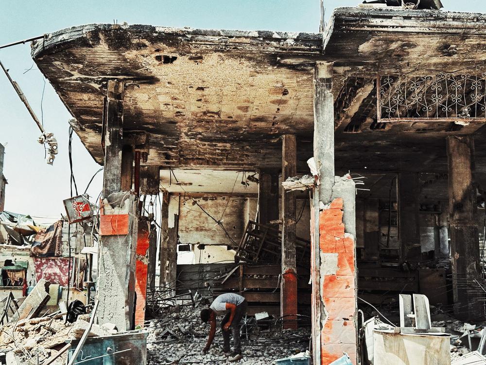 Bâtiments détruits à Khan Younis, dans le sud de la bande de Gaza, prise le 26 mai 2024 © MSF