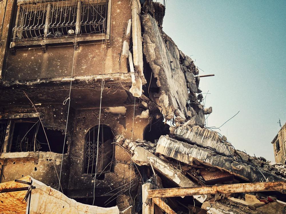 Bâtiments détruits à Khan Younis, dans le sud de la bande de Gaza, prise le 26 mai 2024 © MSF