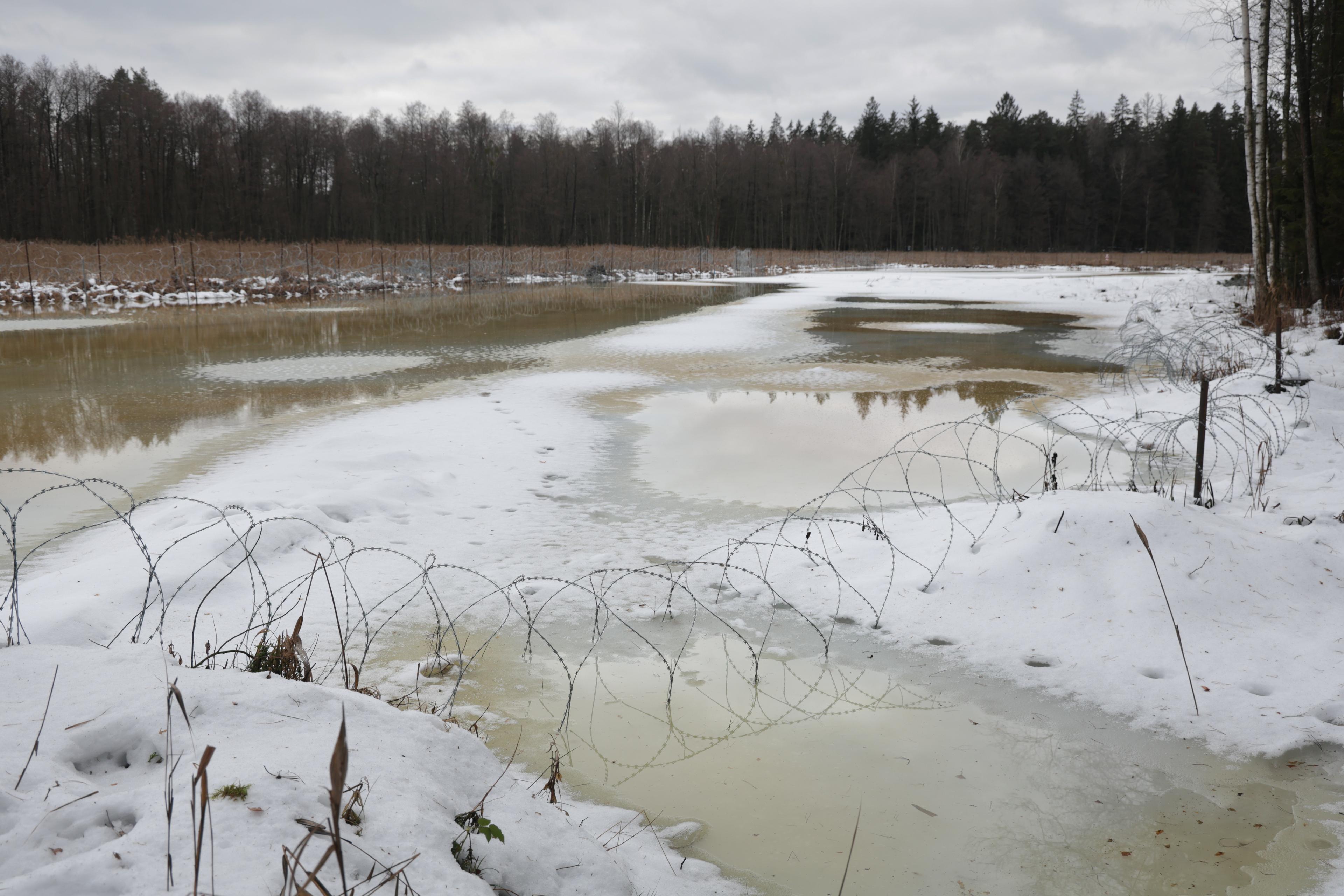 Militarised Polish-Belarus border Kozie Borki natural park