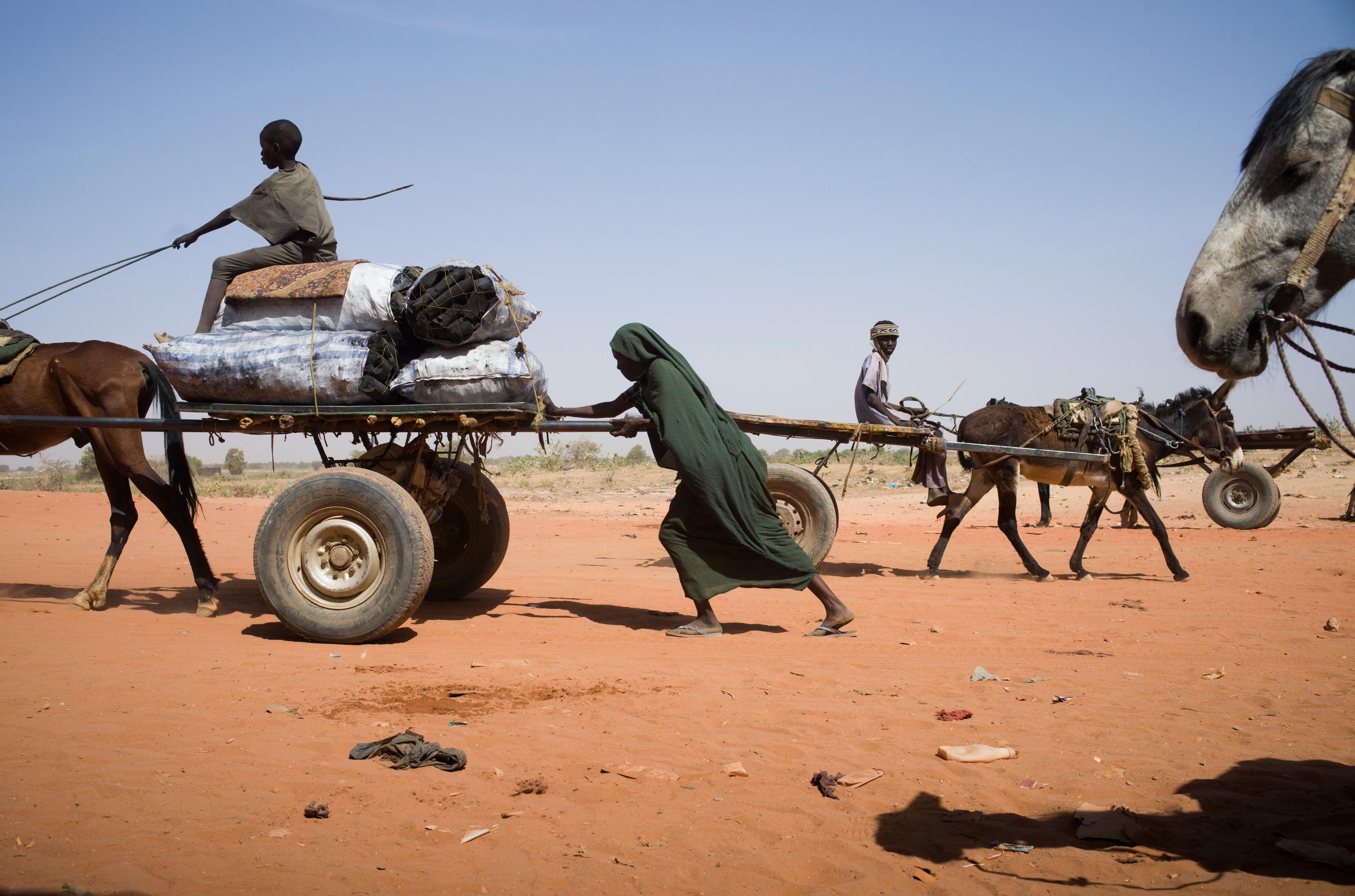 Point de passage frontalier d'Adré entre le Tchad et le Soudan. 600 000 personnes ont déjà fui la guerre au Soudan pour se réfugier au Tchad depuis avril 2023 et de nouvelles personnes arrivent quotidiennement. © Corentin Fohlen/Divergence 