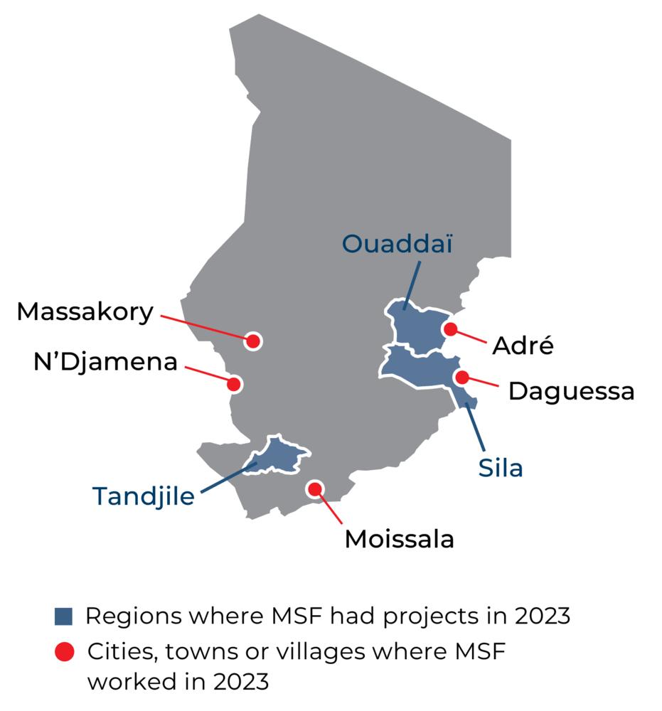 Régions où MSF était présente en 2023