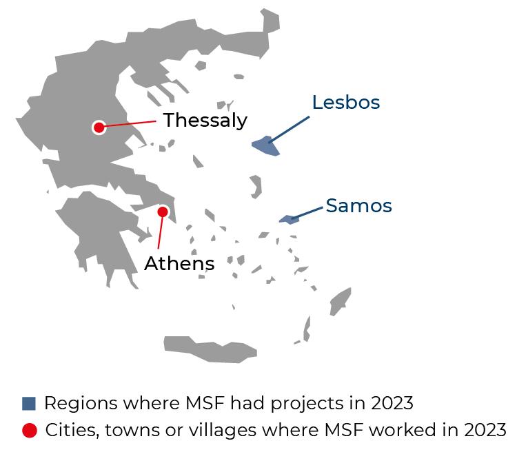 Régions où MSF était présente en 2023