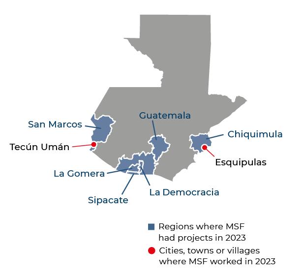 Régions où MSF était présente en 2023