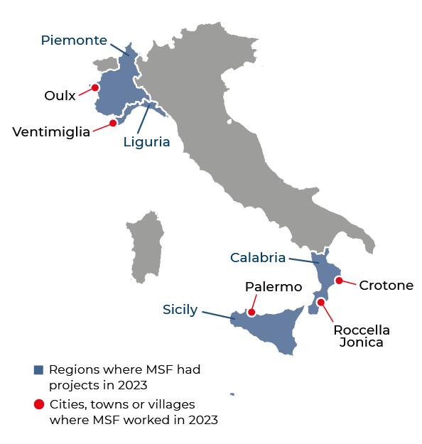 Régions où MSF était présente en 2023