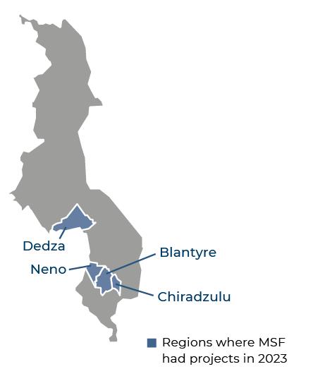 Régions où MSF était présente en 2023