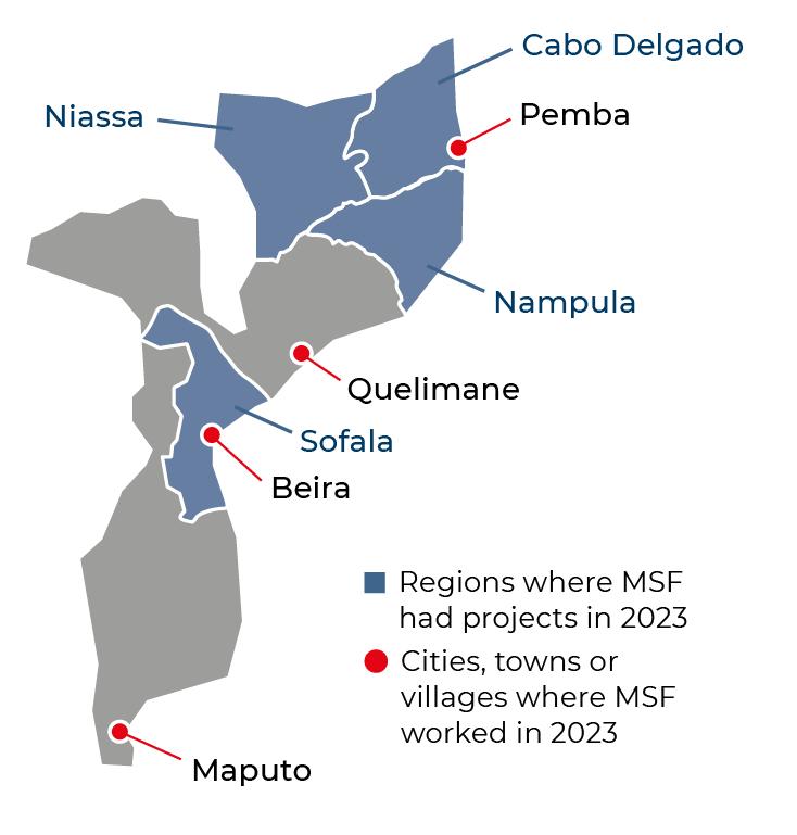 Régions où MSF était présente en 2023