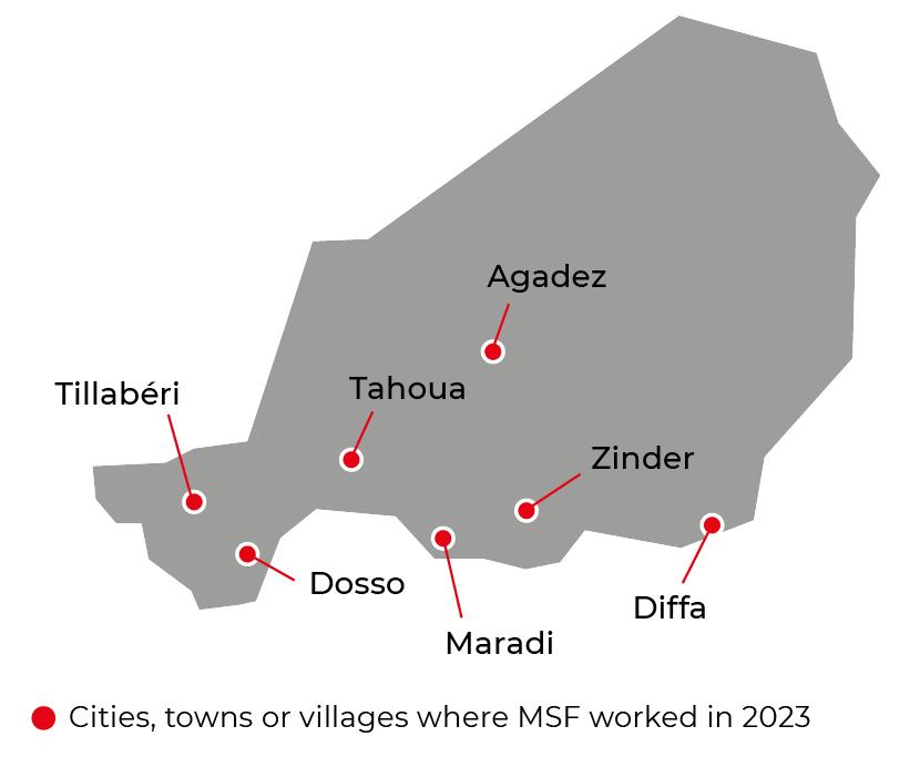 Régions où MSF était présente en 2023