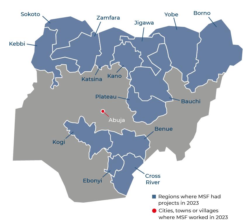Régions où MSF était présente en 2023