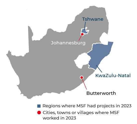 Régions où MSF était présente en 2023