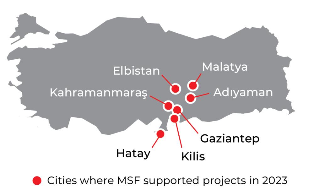 Régions où MSF était présente en 2023