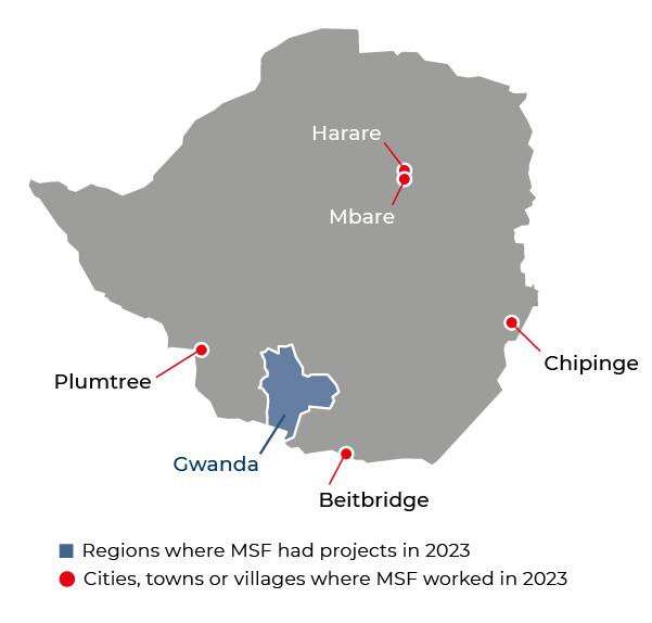Régions où MSF était présente en 2023