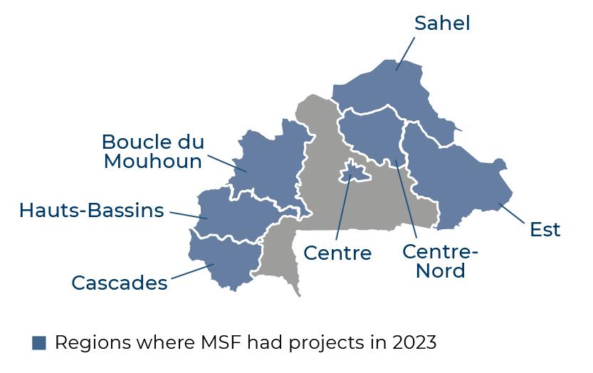 Régions où MSF était présente en 2023