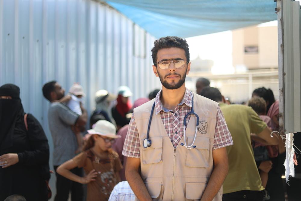 Dr. youssef Al-Farra, pédiatre du PARC à la clinique médicale Al Mawasi, Khan Younis, Gaza.