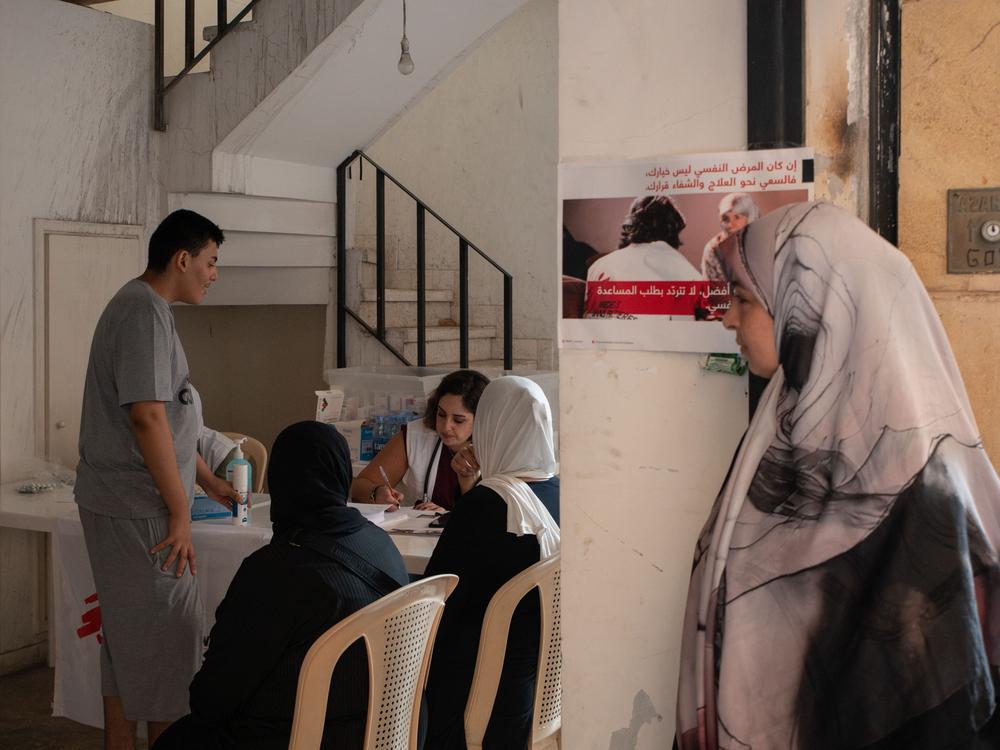 L'équipe MSF au refuge d'Azarieh, dans le centre de Beyrouth. Beyrouth, Liban, le 11 octobre 2024.