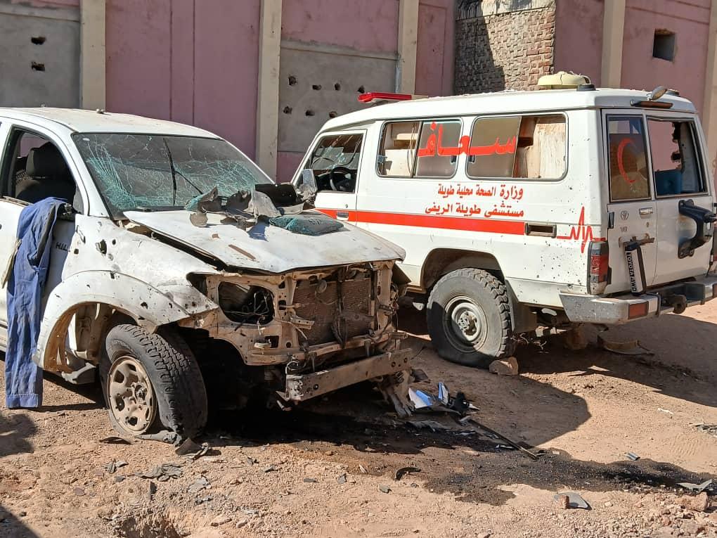 Des ambulances ont été attaquées à l'hôpital saoudien, à El Fasher, au Darfour Nord, le 13 décembre. © MSF