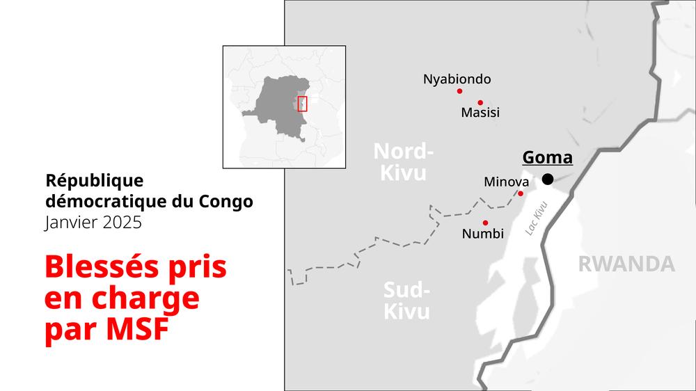 Carte des blessés pris en charge par MSF. Janvier, 2025 