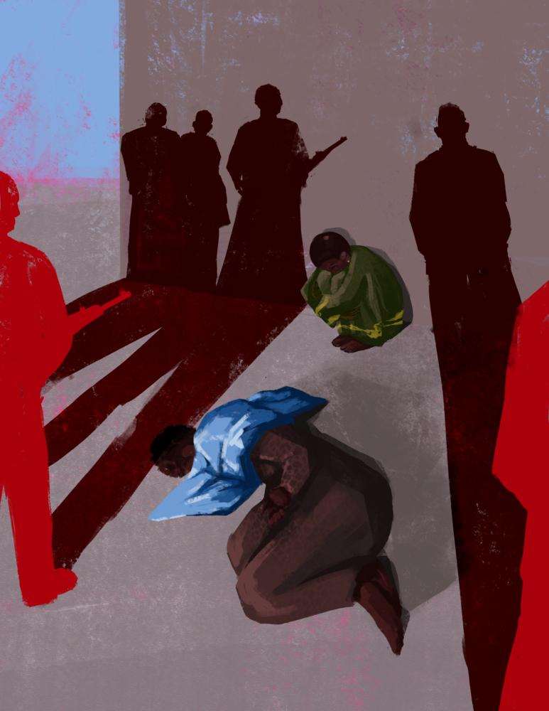 Illustrations à l'appui du dossier de témoignages sur les violences sexuelles subies par les patients MSF durant leur long périple d'El Fasher, au Soudan, à Tiné, au Tchad, en passant par le Darfour occidental et vice-versa.