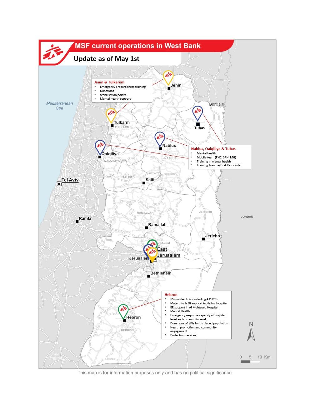 Opérations de MSF en Cisjordanie
