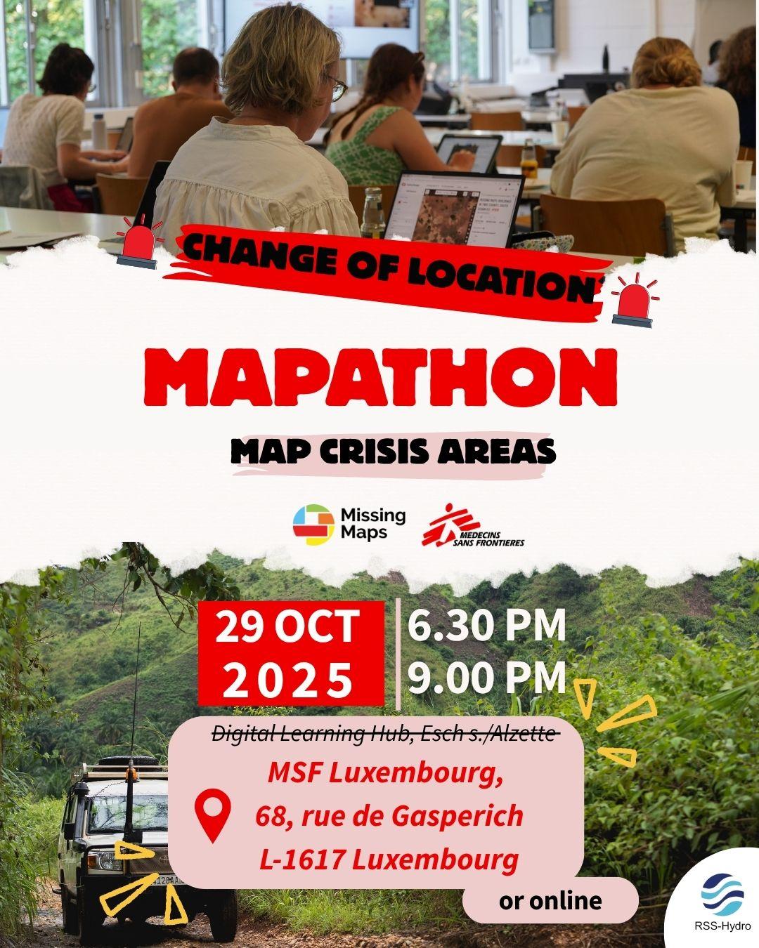 Mapathon - change of venue