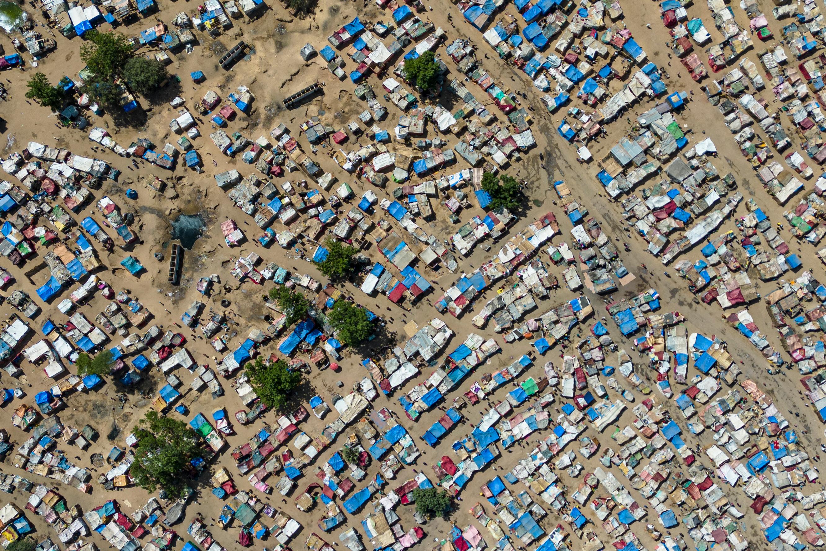 Vue aérienne du camp de déplacés de Ngueli, N'Djamena, Tchad