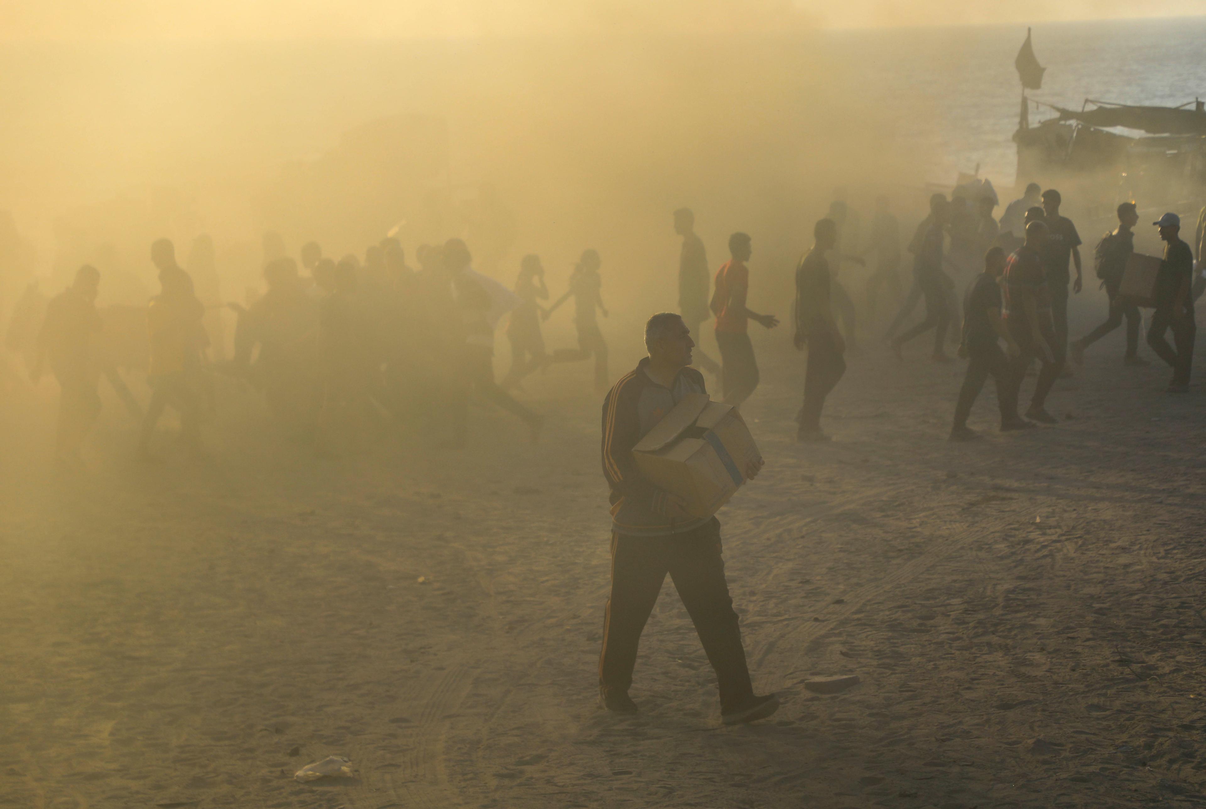 Site de distribution de la Fondation humanitaire de Gaza (GHF) à Netzarim, bande de Gaza, Palestine