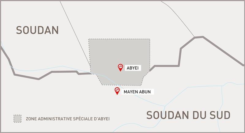 Carte de la frontière entre le Soudan et le Soudan du Sud