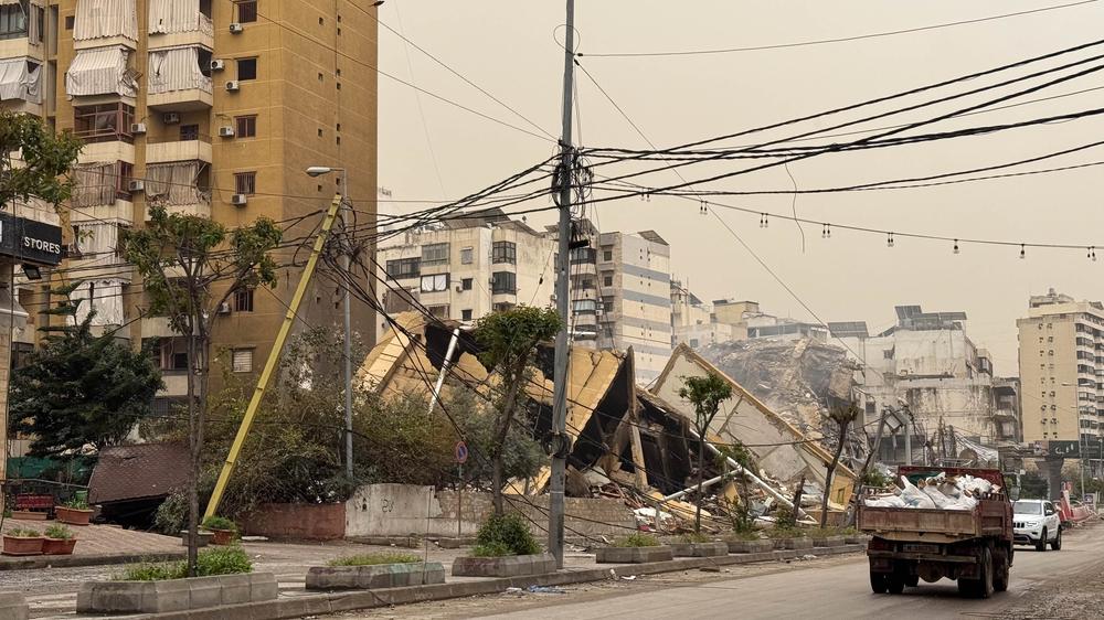 Des immeubles d'habitation détruits dans le quartier densément peuplé de Dahye, au sud de Beyrouth. Liban, mars 2026 © Maryam Srour/MSF