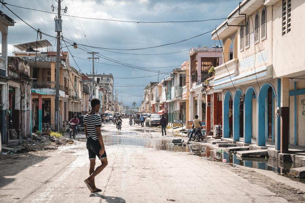 Centre-ville des Cayes, la capitale du département du Sud d&#039;Haïti. 
