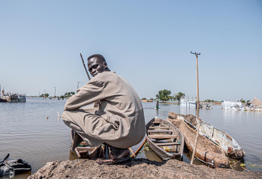 Johnson Gailuak, déplacé par les inondations. Il vit désormais à Makuany, à Rubkona, dans l&#039;État de l&#039;Unité. 