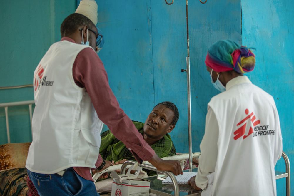 Abdi Adam, from block G-1, has Diabetes type 1 and has been at the hospital for an amputation of his thumb on the right leg. 