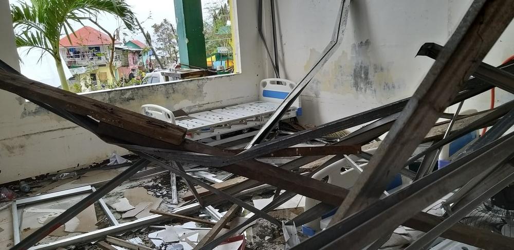 Typhoon Rai (Odette) Assessment Dinagat District Hospital was badly damaged. The roof and ceiling were damaged by the wind and the rain, and many of the rooms are not usable. MSF will support the repair and rehabilitation of this facility. 