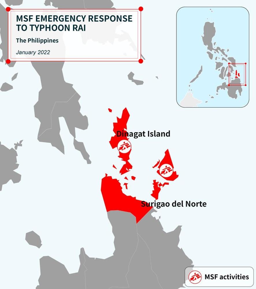 Map of affected areas, where MSF will launch a response.