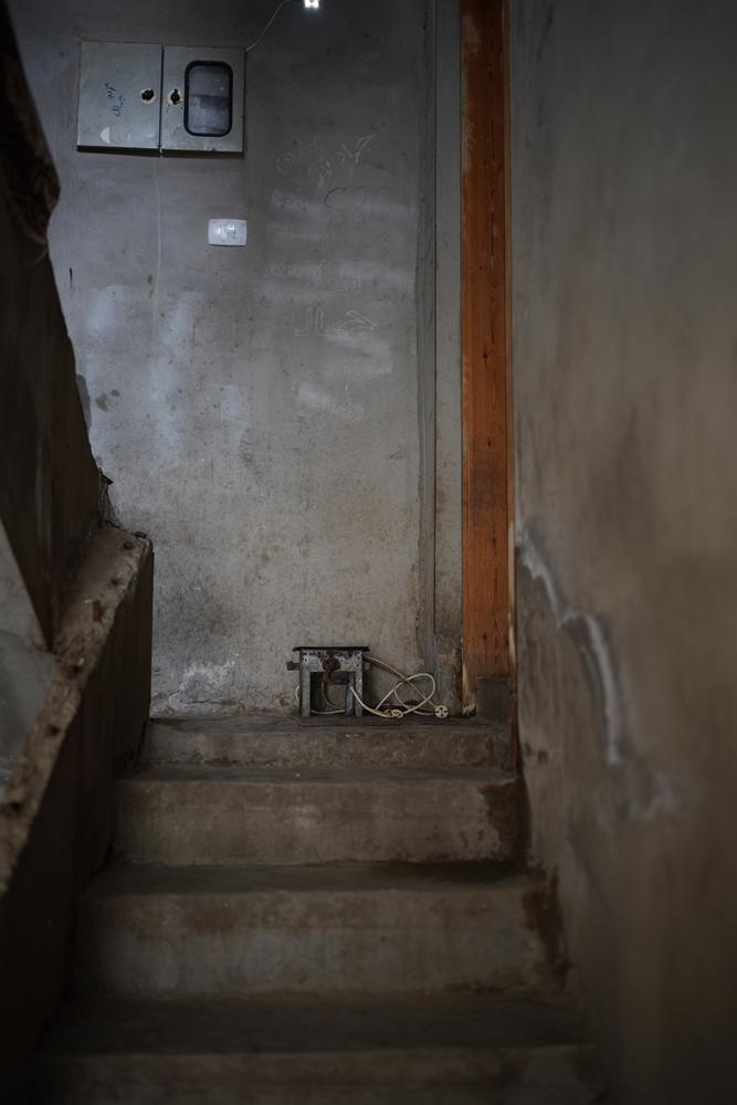 A cooking area in front of a family room in Khan Younis refugee camp, south of Gaza. 