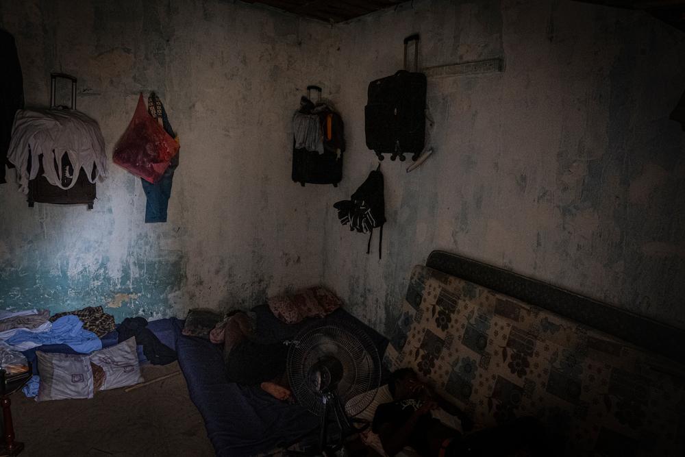 Interior of a shared dwelling in Gargaresh, Libya, where a group of migrants and refugees live together. August 2021 