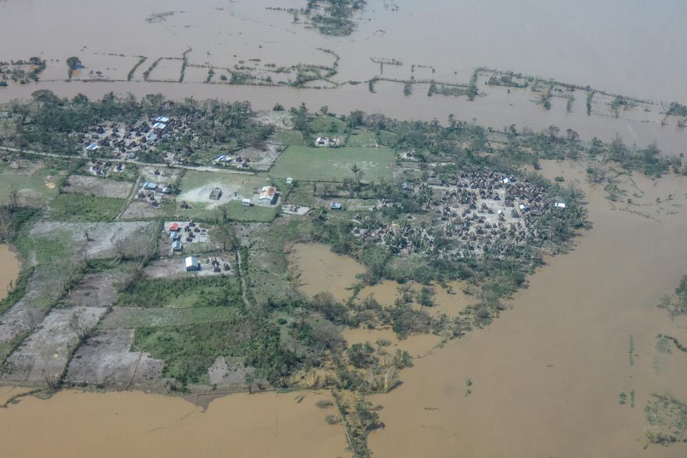 Vue aérienne de la partie nord de Nosy Varik après le passage du cyclone Batsirai sur Madagascar le 5 février. Madagascar, 8 février 2022. 