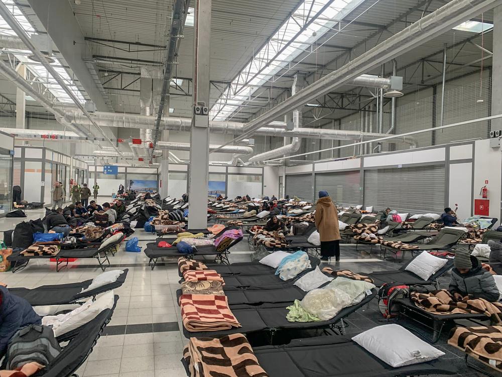 The Korczowa temporary accommodation site in south-eastern Poland. Photo taken by MSF staff during the needs assessment on 28 February 2022. 