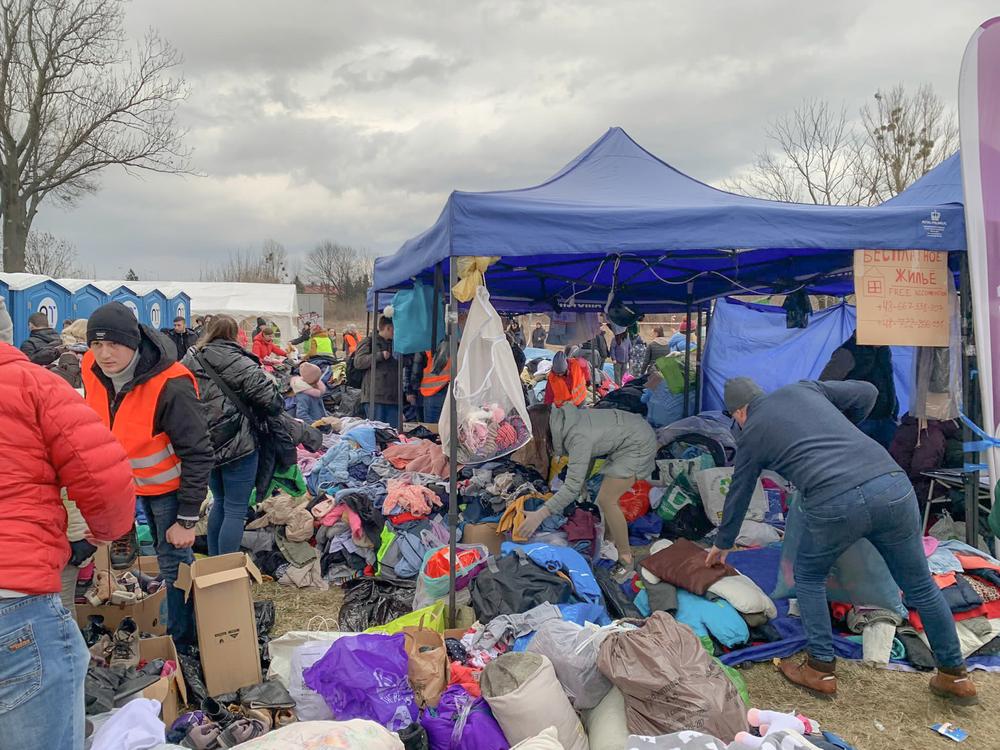 Point de passage frontalier de Medyka, Pologne. Photo prise par le personnel de MSF lors de l&#039;évaluation des besoins le 28 février 2022. 