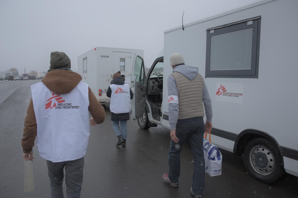 Unités mobiles médicales envoyées à l'intérieur de l'Ukraine par MSF pour fournir une assistance médicale aux personnes qui tentent de traverser en Pologne pour fuir la guerre dans leur pays - Frontière polono-ukrainienne, 09 mars 2022 
