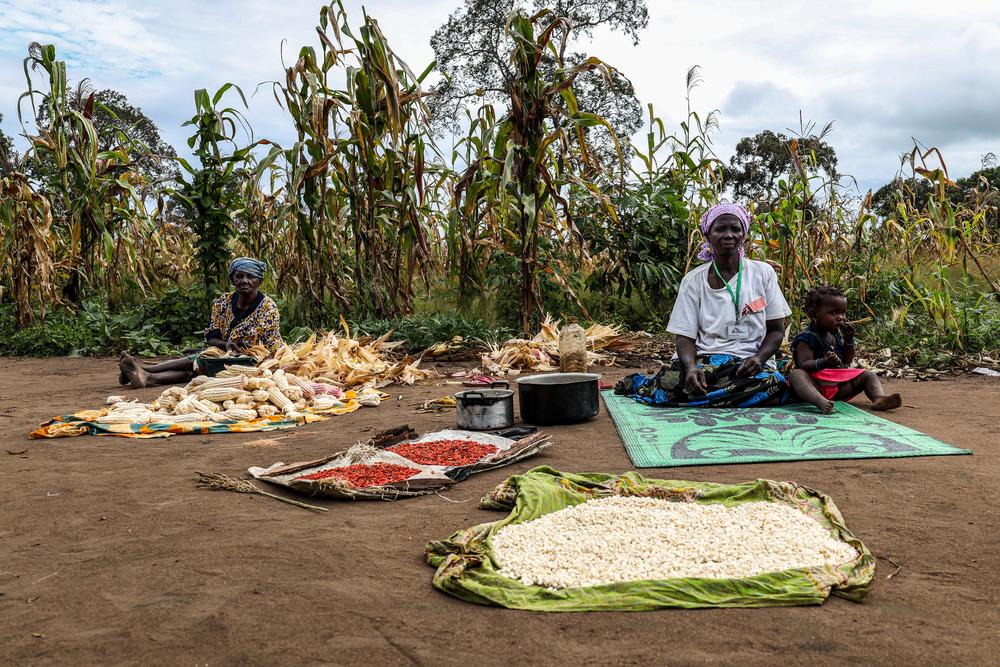 Atija with her mother and grandchild near the tent where she lives in Eduardo Mondlane camp for people who are internally displaced in Mueda. 