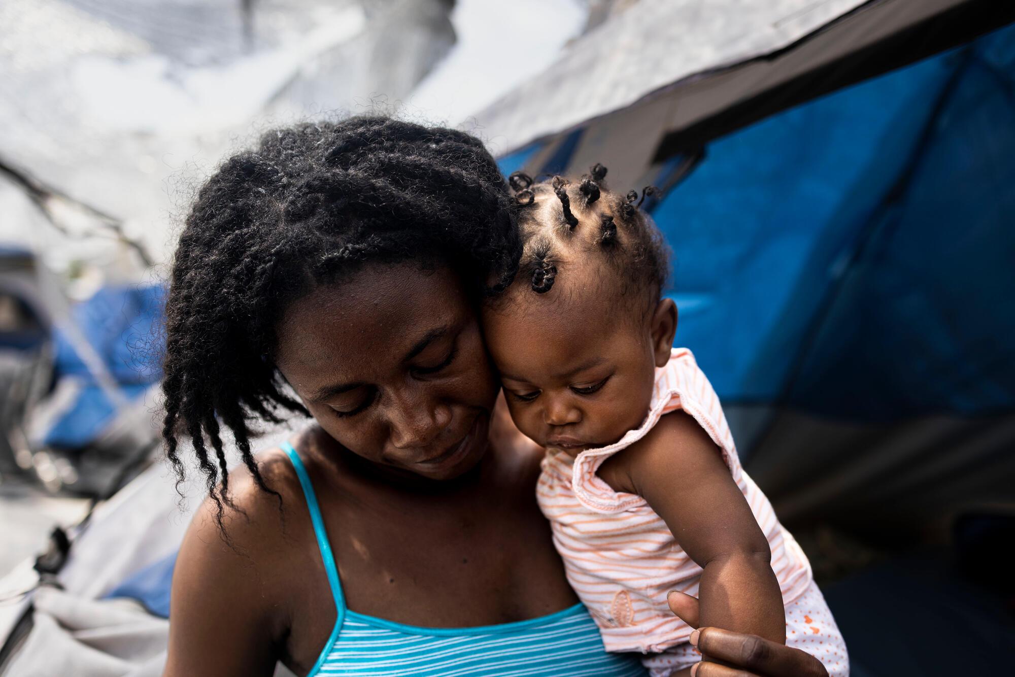 Dalila, 29, and her six-month-old daughter, Blandina, live at the “Senda de Vida” migrant shelter in Reynosa, Mexico. 