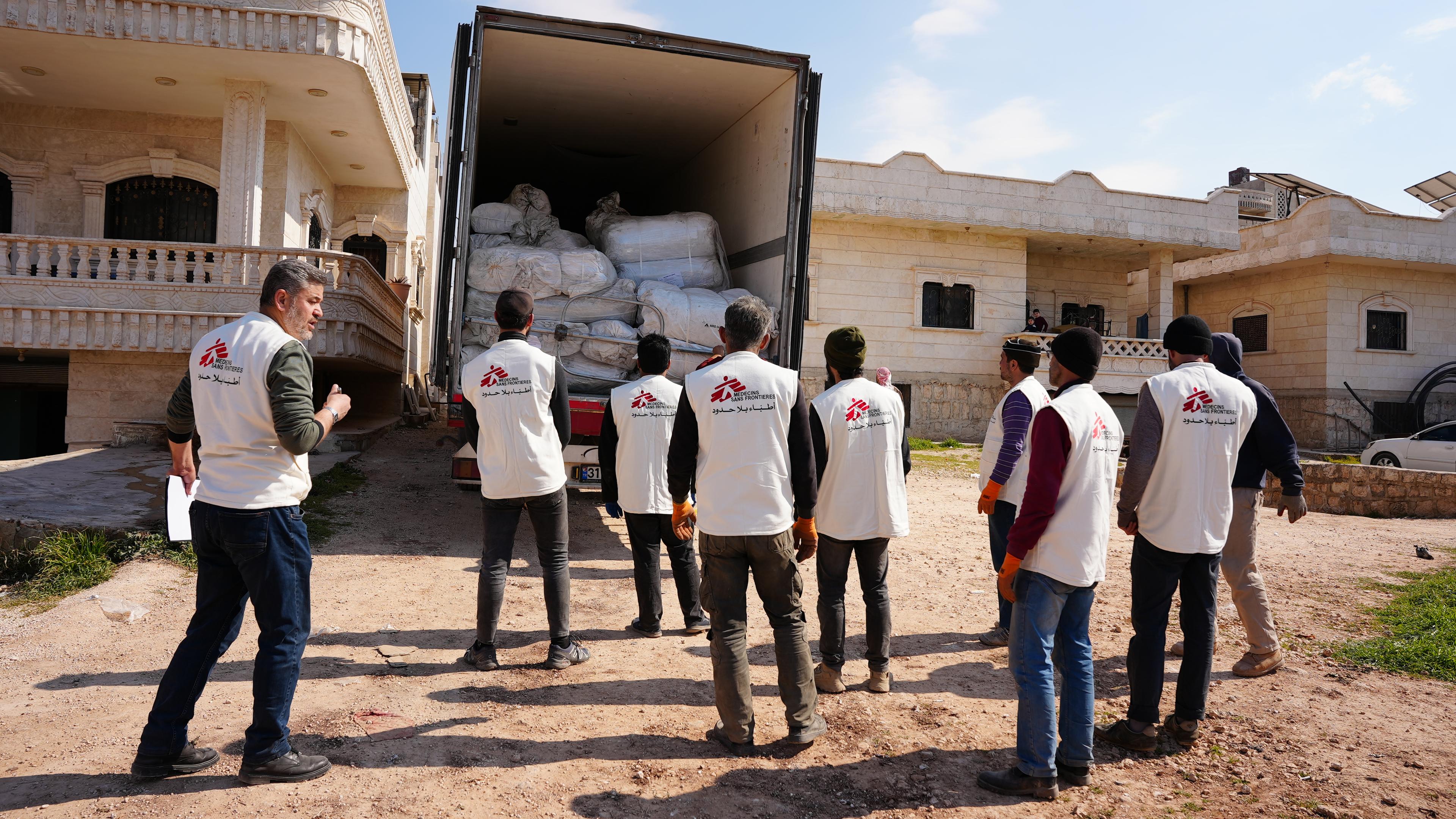 A view of an MSF convoy arriving in northwest Syria. 