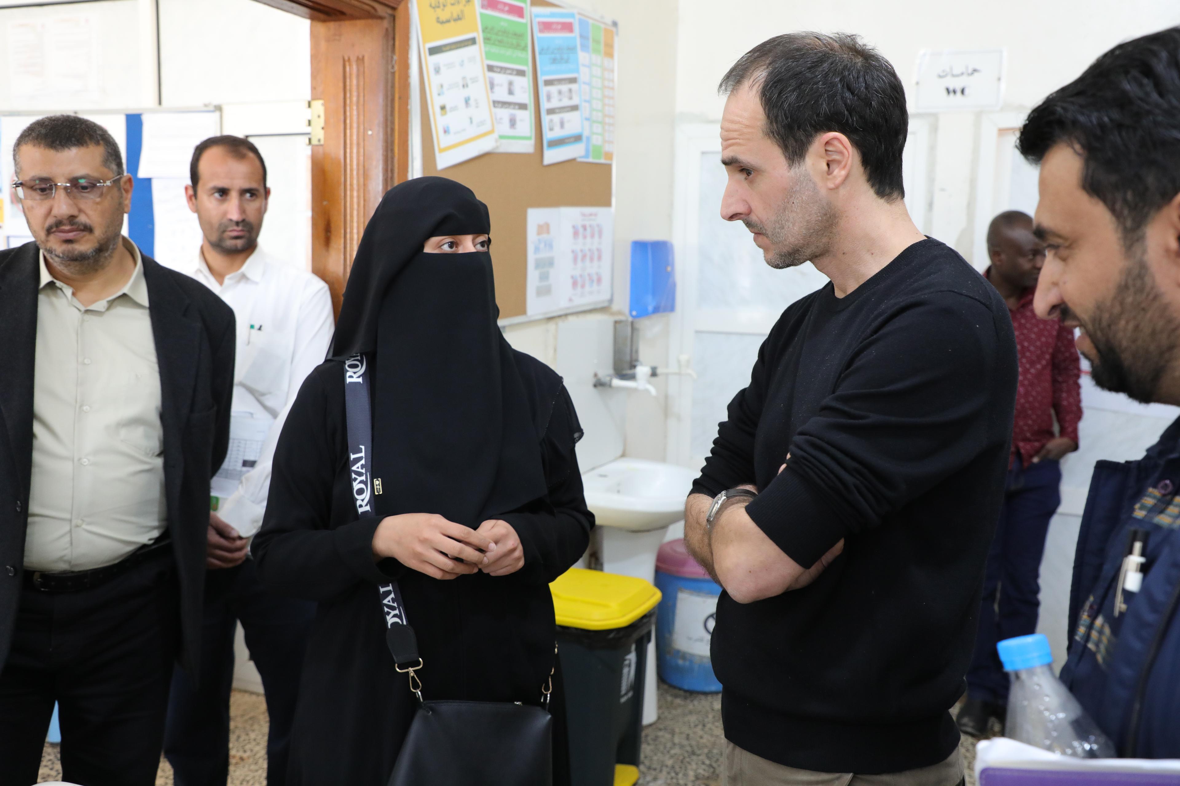 Dr Christou, MSF&#039;s international president, visited all the wards of Al Salam Hospital and listened to staff and patients talk about the challenges they face and their needs. 