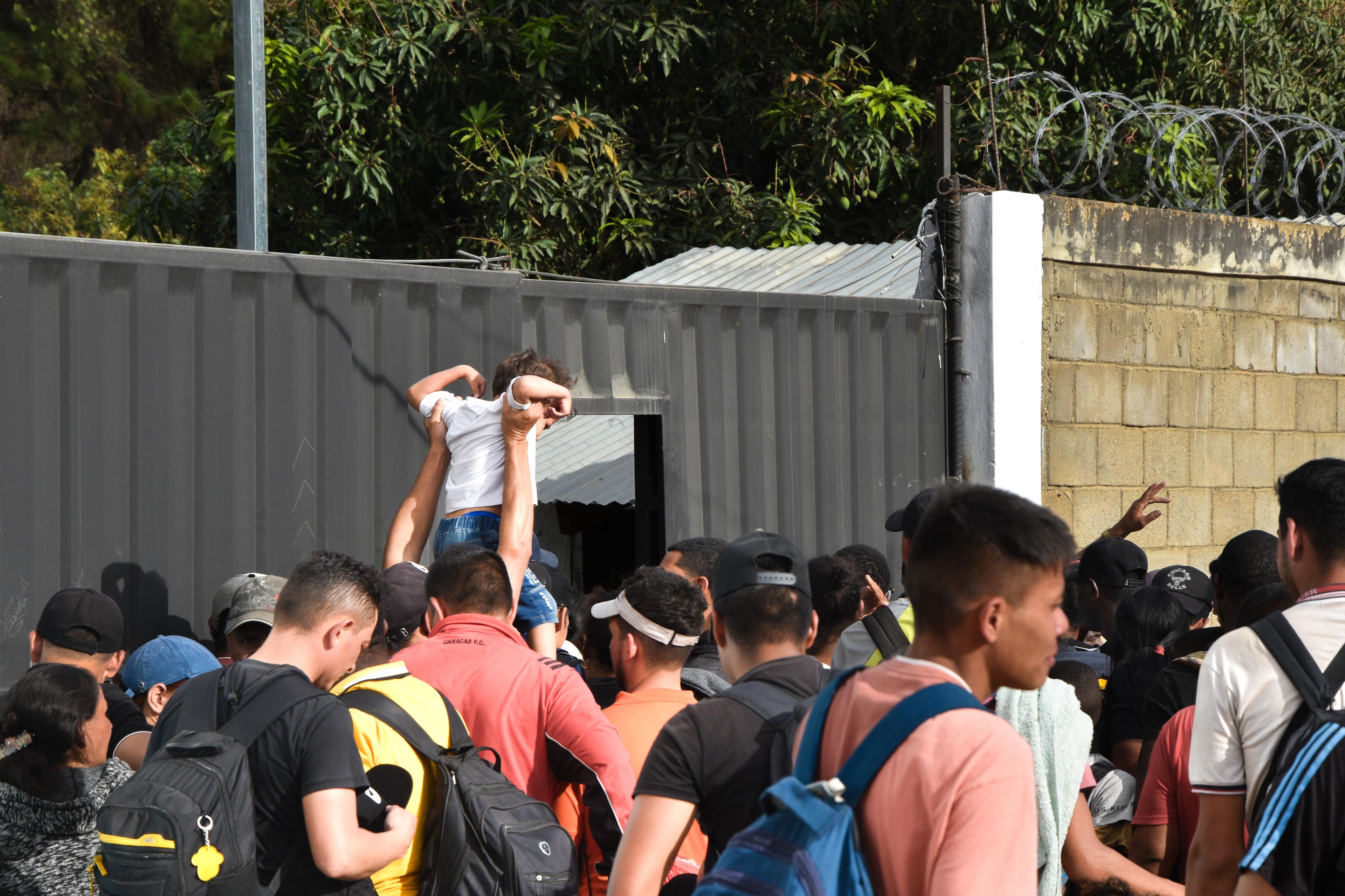 Migrants at the Honduras-Nicaragua border. 