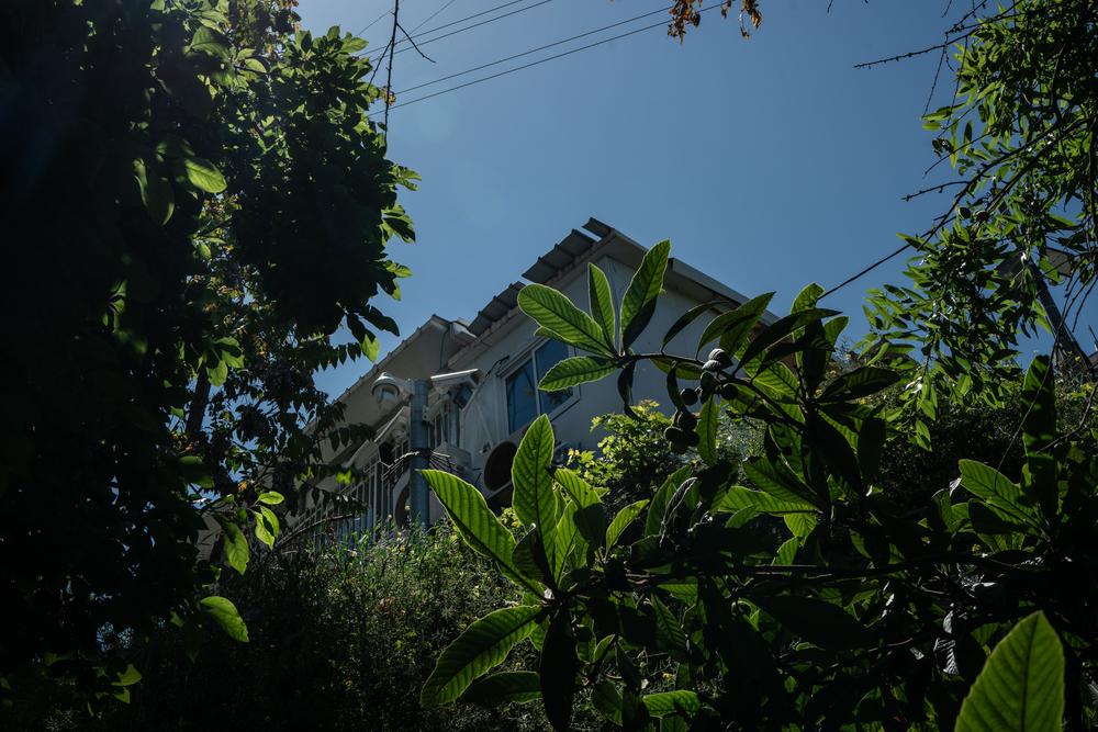 An Israeli security camera monitors the houses of Palestinians in Tal Rumeida, Hebron, on 2 May 2023 