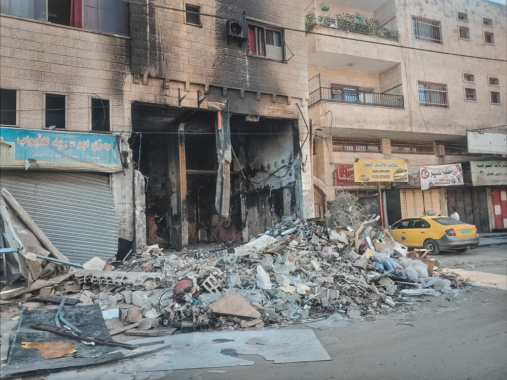 The remnants of a destroyed building in Jenin after an Israeli incursion on 1 November. 