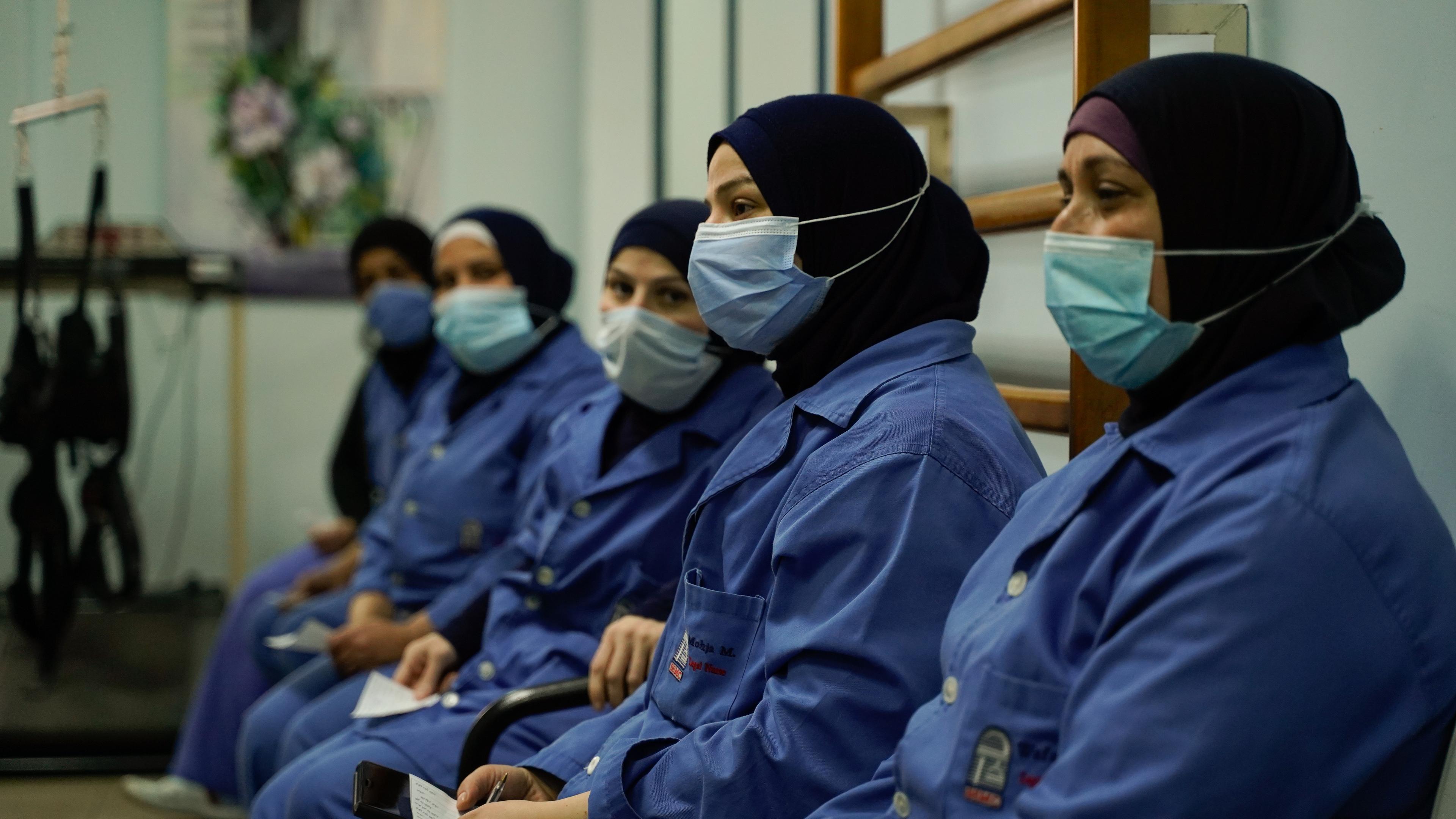 MSF medical mobile teams vaccinating Elderly people and frontline Healthcare workers in a nursing home in Tripoli. Lebanon. March 2021. 