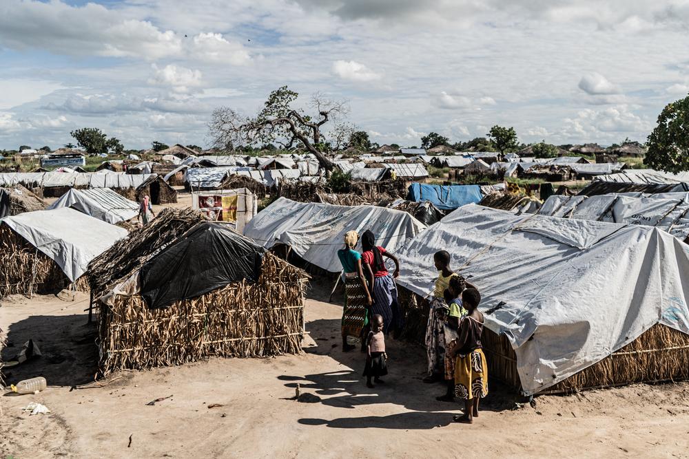 An aerial view of the 25 de Junho camp for internally displaced people in Mozambique’s Cabo Delgado province which has seen armed conflict resulting in hundreds of thousands of people being displaced. 