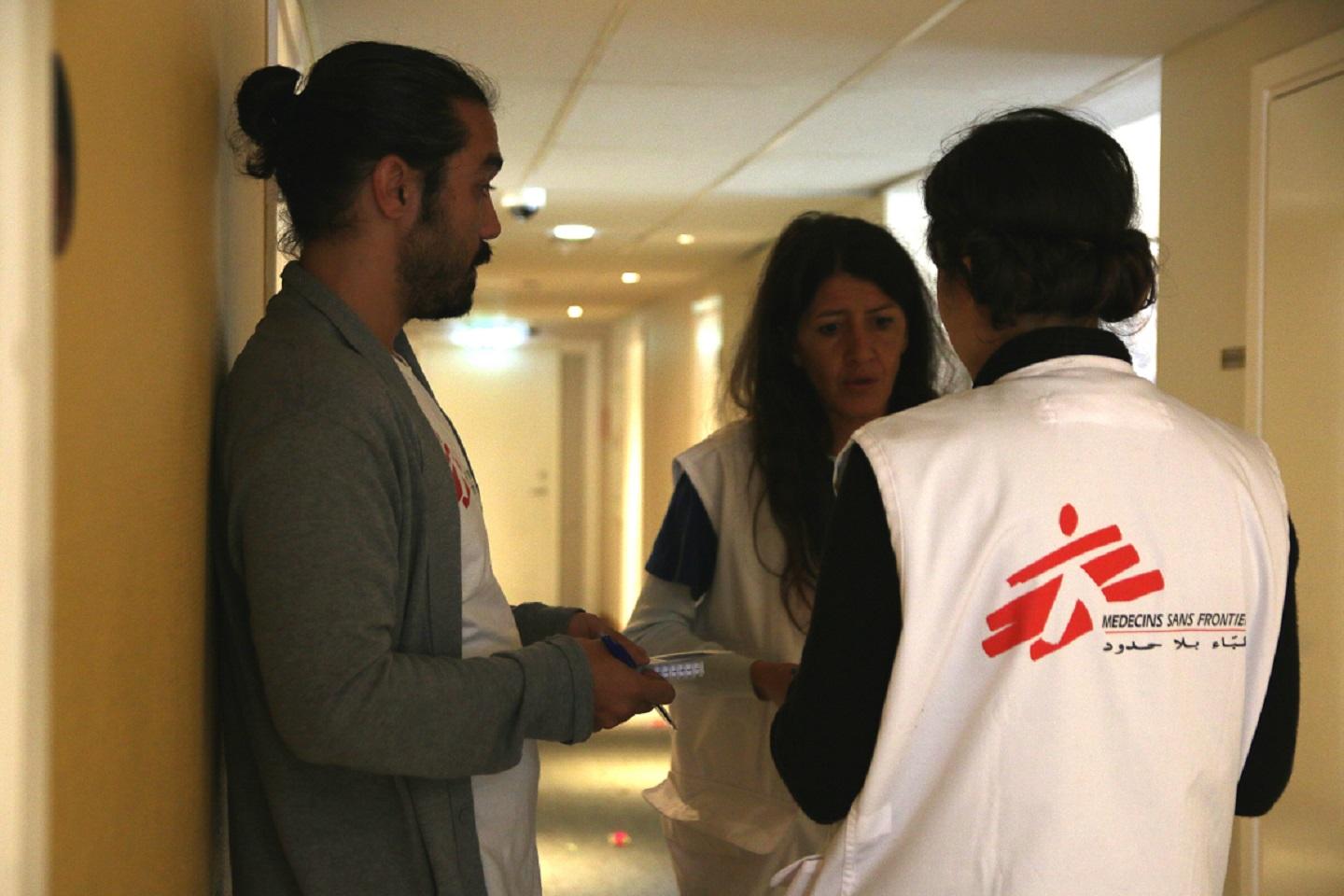 The MSF team of cultural mediators and a psychologist is knocking doors in the asylum centre Lundsbrunn in Götene municipality, Sweden.  