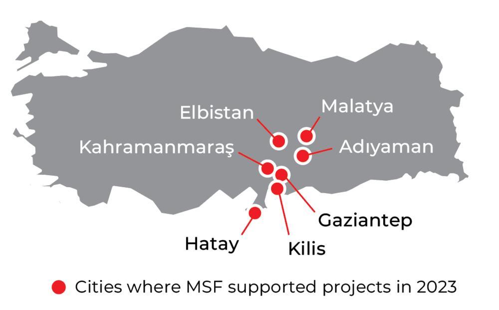Régions où MSF était présente en 2023